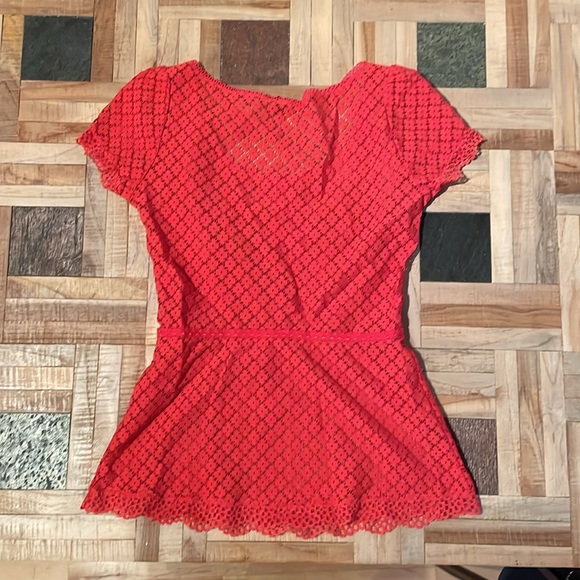Mango / MNG Suit Women’s Dress Blouse. Red. Mesh/Lace with light stretch. - Picture 2 of 4